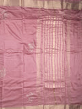 Chanderi fancy saree onion pink color allover zari motifs & zari border with zari pallu and plain blouse
