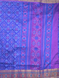 Ikkath fancy saree in royal blue color allover design with zari border & ikkath pallu and plain blouse