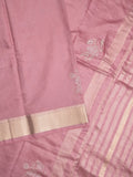 Chanderi fancy saree onion pink color allover zari motifs & zari border with zari pallu and plain blouse