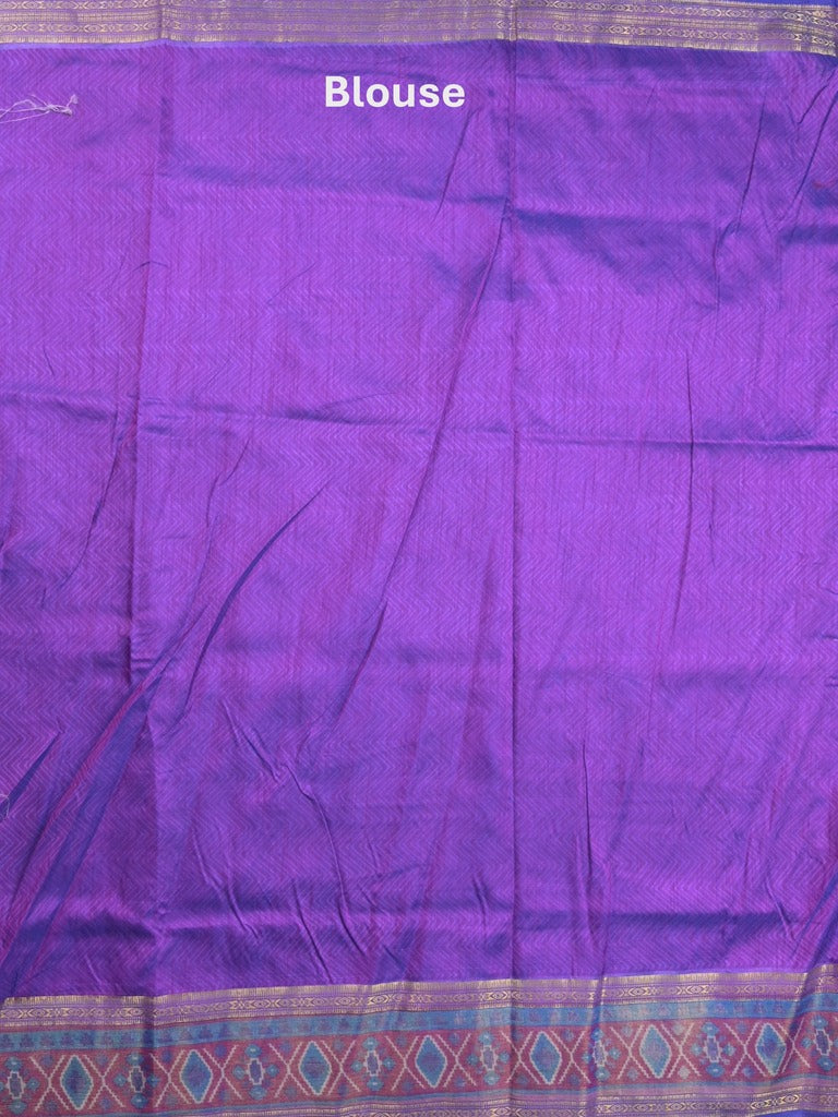 Ikkath fancy saree in royal blue color allover design with zari border & ikkath pallu and plain blouse