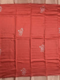 Chanderi fancy saree red color allover zari motifs & zari border with zari pallu and plain blouse
