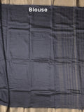 Chanderi fancy saree black color allover zari motifs & zari border with zari pallu and plain blouse
