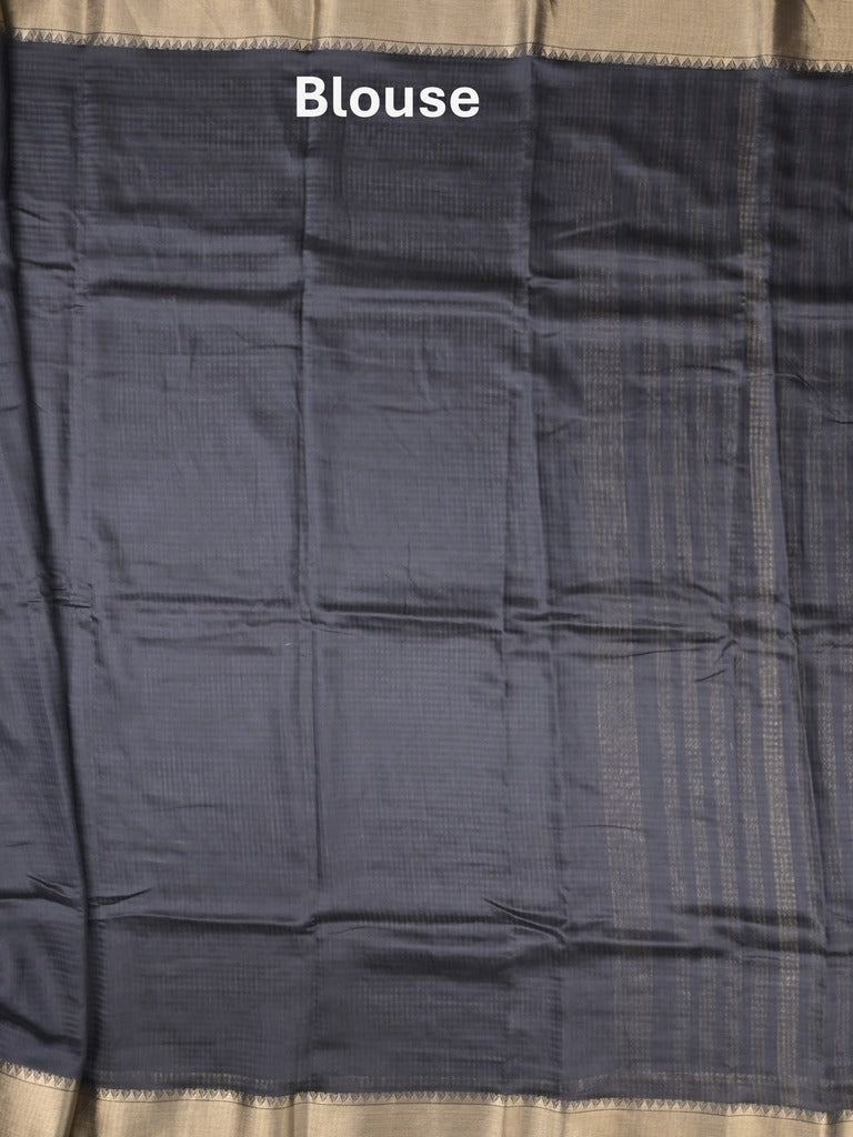 Chanderi fancy saree black color allover zari motifs & zari border with zari pallu and plain blouse