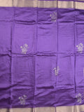 Chanderi fancy saree purple color allover zari motifs & zari border with zari pallu and plain blouse
