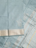 Chanderi fancy saree pastel blue color allover zari motifs & zari border with zari pallu and plain blouse