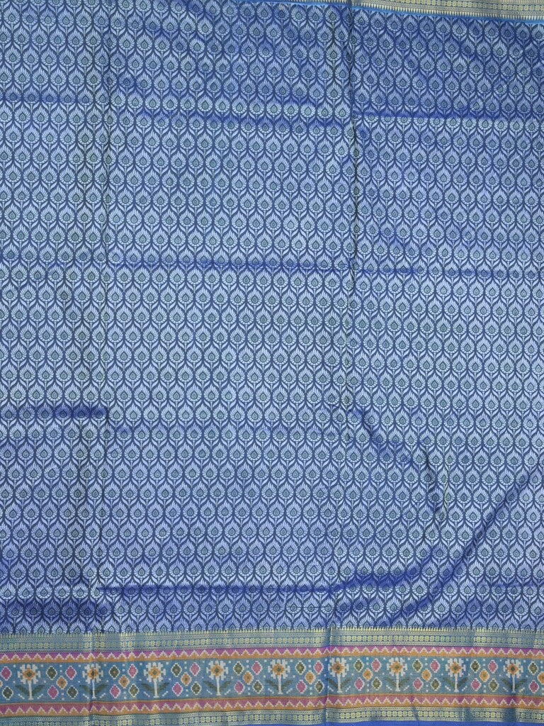 Ikkath fancy saree in navy blue color allover design with zari border & ikkath pallu and plain blouse