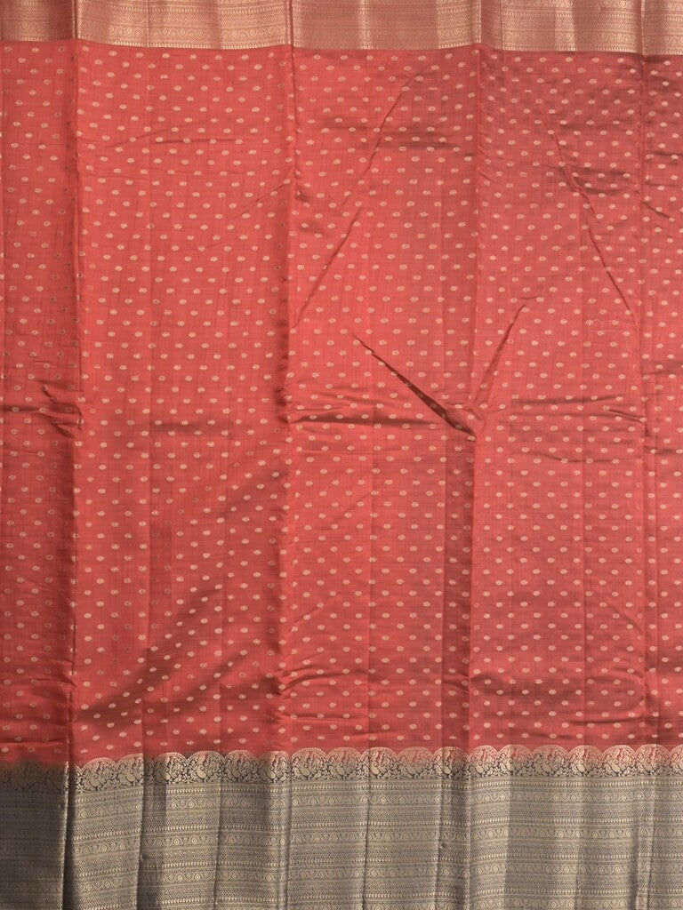 Dupion fancy saree red color allover zari motifs & big zari border with zari pallu and contrast plain blouse