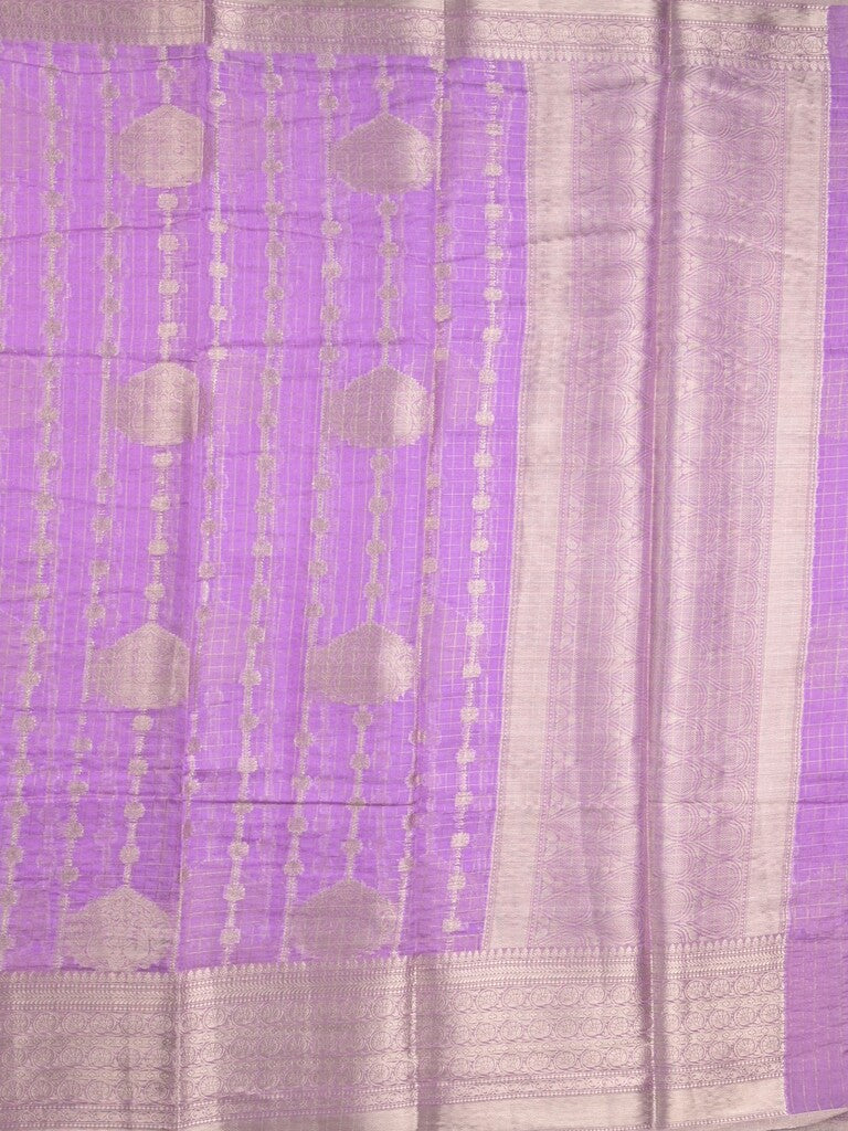 Chanderi kora fancy saree in lavender color with allover zari motifs & brocade pallu and blouse