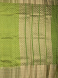 Dupion fancy saree parrot green color allover zari motifs & big zari border with zari pallu and contrast plain blouse