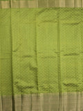 Dupion fancy saree parrot green color allover zari motifs & big zari border with zari pallu and contrast plain blouse
