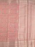 Chanderi kora fancy saree in baby pink color with allover zari motifs & brocade pallu and blouse