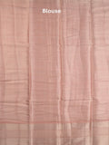 Chanderi kora fancy saree in baby pink color with allover zari motifs & brocade pallu and blouse