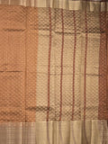 Dupion fancy saree brown color allover zari motifs & big zari border with zari pallu and contrast plain blouse