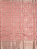 Chanderi kora fancy saree in baby pink color with allover zari motifs & brocade pallu and blouse
