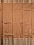 Dupion fancy saree brown color allover zari motifs & big zari border with zari pallu and contrast plain blouse