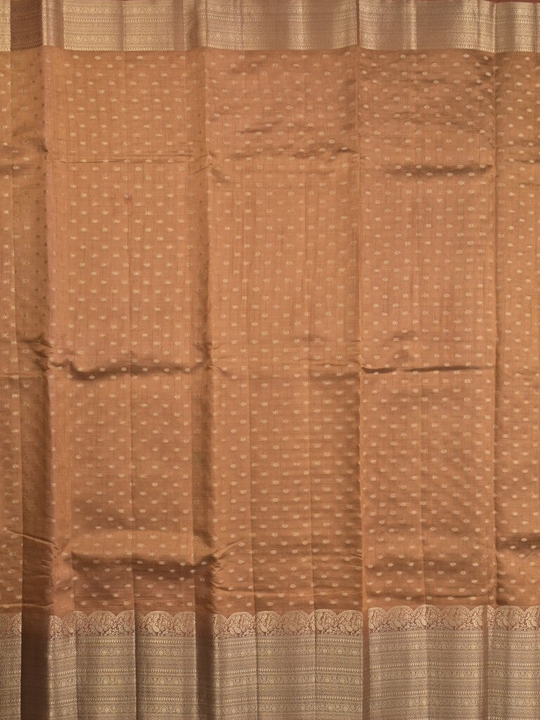 Dupion fancy saree brown color allover zari motifs & big zari border with zari pallu and contrast plain blouse