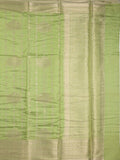 Chanderi kora fancy saree in green color with allover zari motifs & brocade pallu and blouse