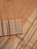 Dupion fancy saree brown color allover zari motifs & big zari border with zari pallu and contrast plain blouse