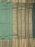 Dupion fancy saree lux green color allover zari motifs & big zari border with zari pallu and contrast plain blouse