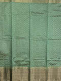 Dupion fancy saree lux green color allover zari motifs & big zari border with zari pallu and contrast plain blouse