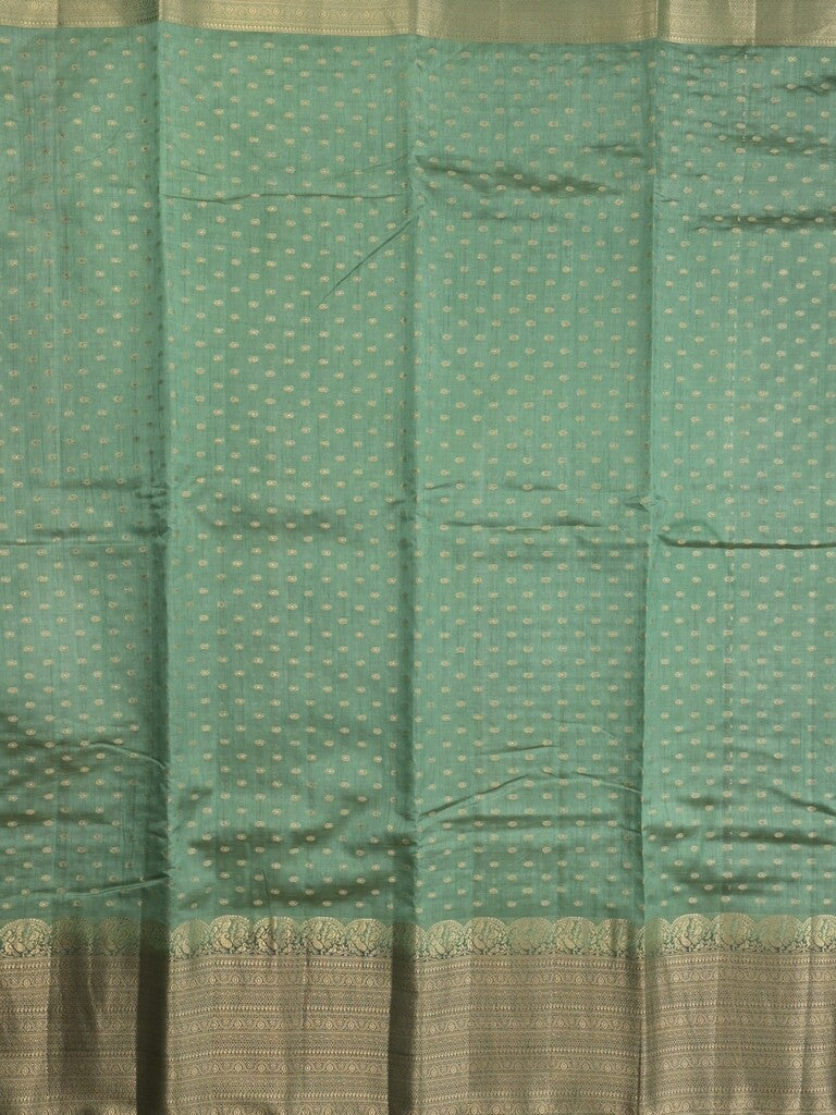 Dupion fancy saree lux green color allover zari motifs & big zari border with zari pallu and contrast plain blouse