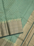 Dupion fancy saree lux green color allover zari motifs & big zari border with zari pallu and contrast plain blouse