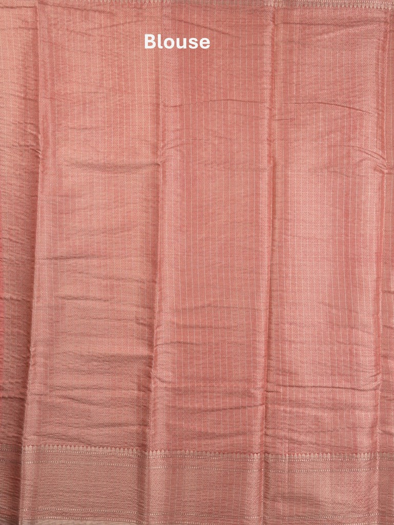 Chanderi kora fancy saree in red color with allover zari motifs & brocade pallu and blouse