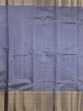 Dupion fancy saree blue color allover zari motifs & big zari border with zari pallu and contrast plain blouse