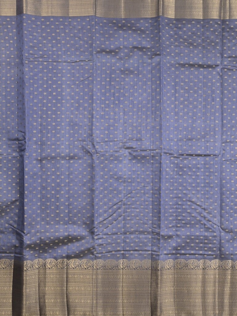 Dupion fancy saree blue color allover zari motifs & big zari border with zari pallu and contrast plain blouse