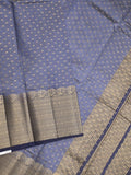 Dupion fancy saree blue color allover zari motifs & big zari border with zari pallu and contrast plain blouse