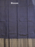 Dupion fancy saree blue color allover zari motifs & big zari border with zari pallu and contrast plain blouse