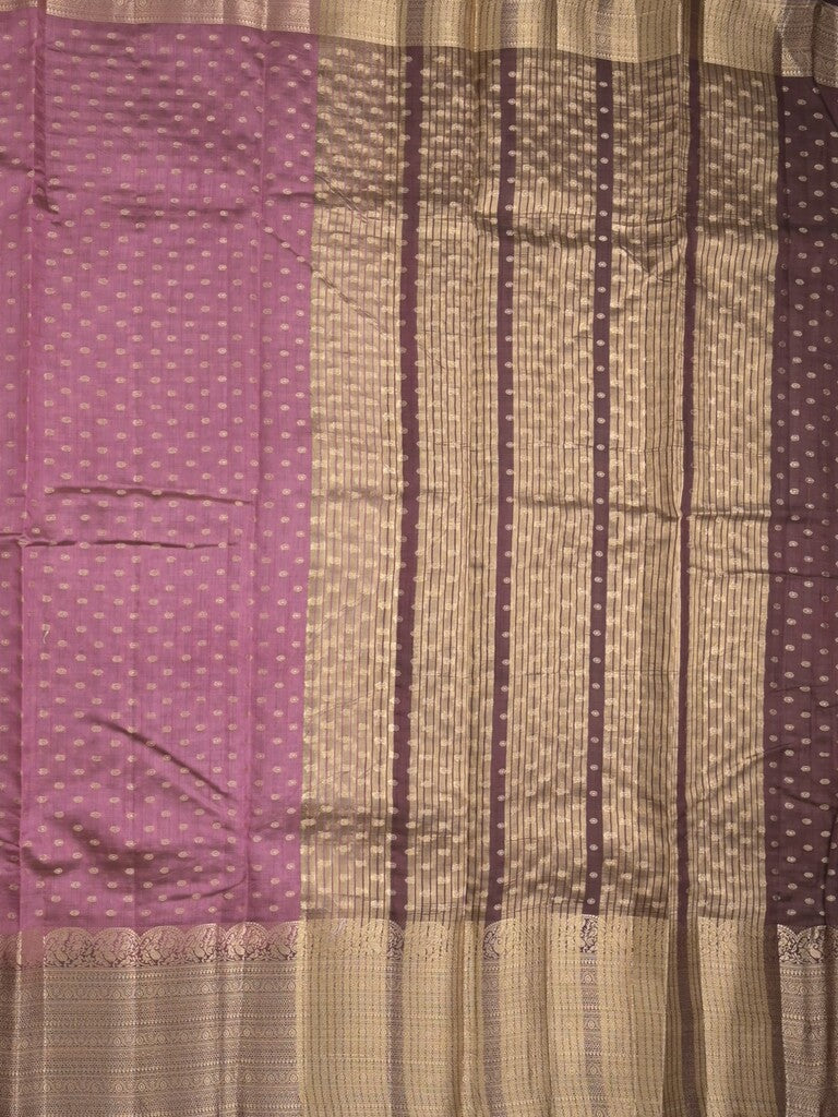 Dupion fancy saree purple color allover zari motifs & big zari border with zari pallu and contrast plain blouse