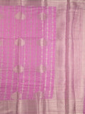 Chanderi kora fancy saree in purple color with allover zari motifs & brocade pallu and blouse