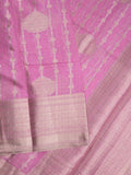Chanderi kora fancy saree in purple color with allover zari motifs & brocade pallu and blouse