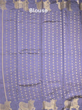Dupion fancy saree lavender color allover zari motifs & zari border with rich pallu and running blouse