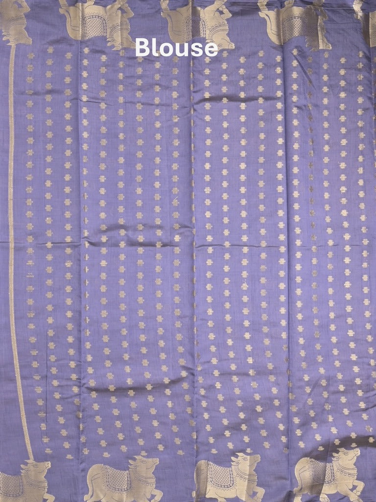 Dupion fancy saree lavender color allover zari motifs & zari border with rich pallu and running blouse