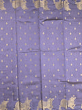 Dupion fancy saree lavender color allover zari motifs & zari border with rich pallu and running blouse