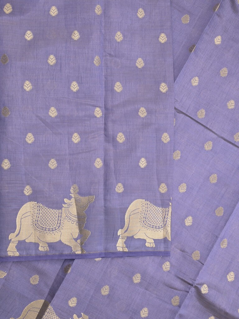 Dupion fancy saree lavender color allover zari motifs & zari border with rich pallu and running blouse