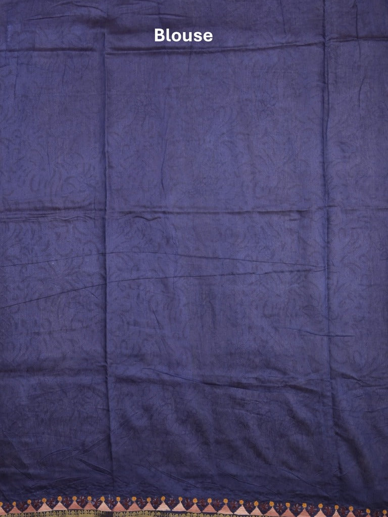 Maheshwari fancy saree in white color with allover prints & zari border with short pallu and contrast blouse