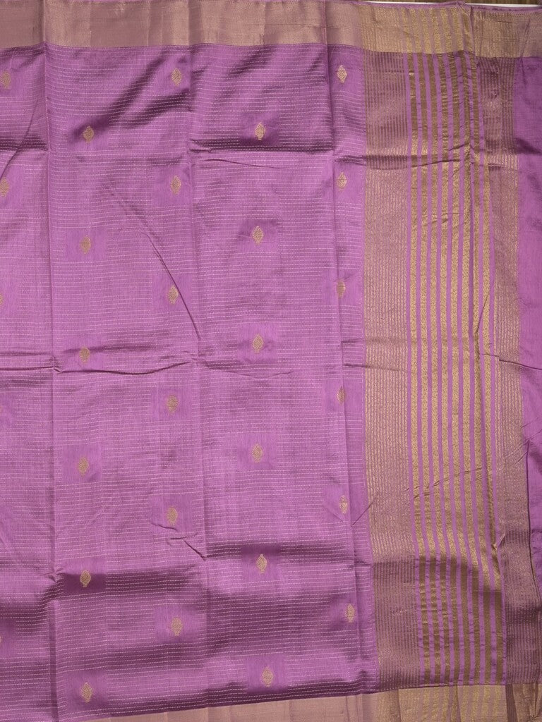 Dupion fancy saree purple color allover zari motifs & zari border with zari pallu and contrast plain blouse