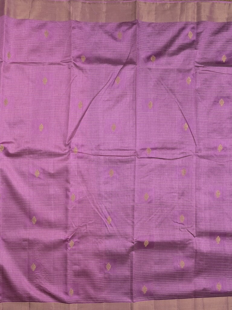 Dupion fancy saree purple color allover zari motifs & zari border with zari pallu and contrast plain blouse