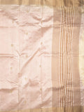 Dupion fancy saree half white color allover zari motifs & zari border with zari pallu and contrast plain blouse
