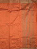 Dupion fancy saree orange color allover zari motifs & zari border with zari pallu and contrast plain blouse