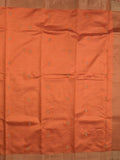 Dupion fancy saree orange color allover zari motifs & zari border with zari pallu and contrast plain blouse