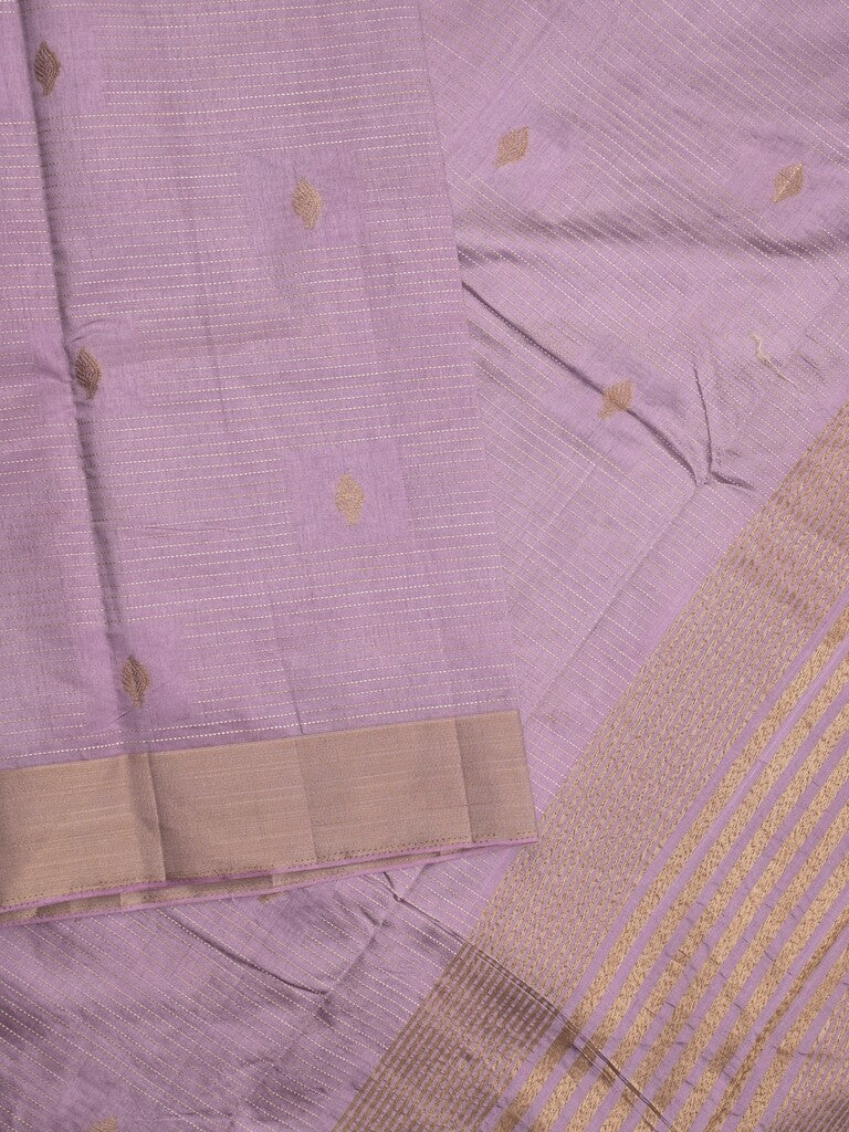 Dupion fancy saree light purple color allover zari motifs & zari border with zari pallu and contrast plain blouse
