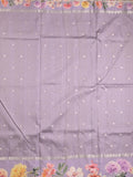 Satin silk fancy saree purple color allover zari motifs & printed border with printed pallu and printed blouse