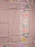 Satin silk fancy saree pinkish purple color allover zari motifs & printed border with printed pallu and printed blouse