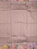 Satin silk fancy saree pinkish purple color allover zari motifs & printed border with printed pallu and printed blouse