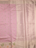 Banaras fancy saree baby pink color allover zari motifs & zari border with zari pallu and brocade blouse