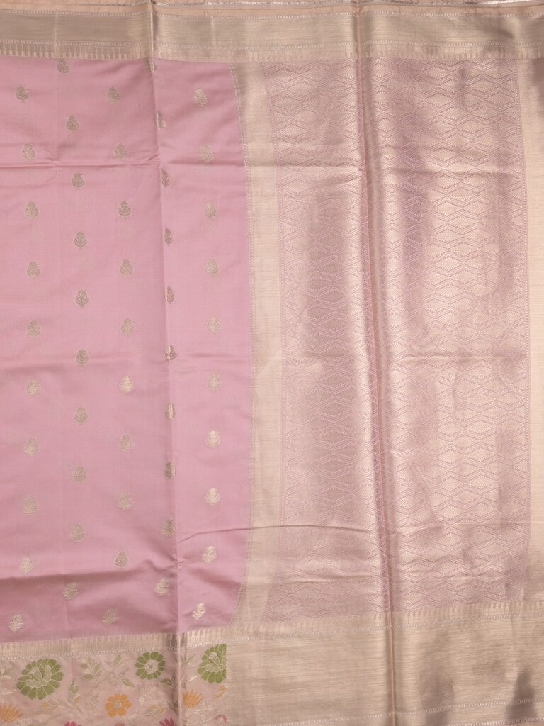 Banaras fancy saree baby pink color allover zari motifs & zari border with zari pallu and brocade blouse